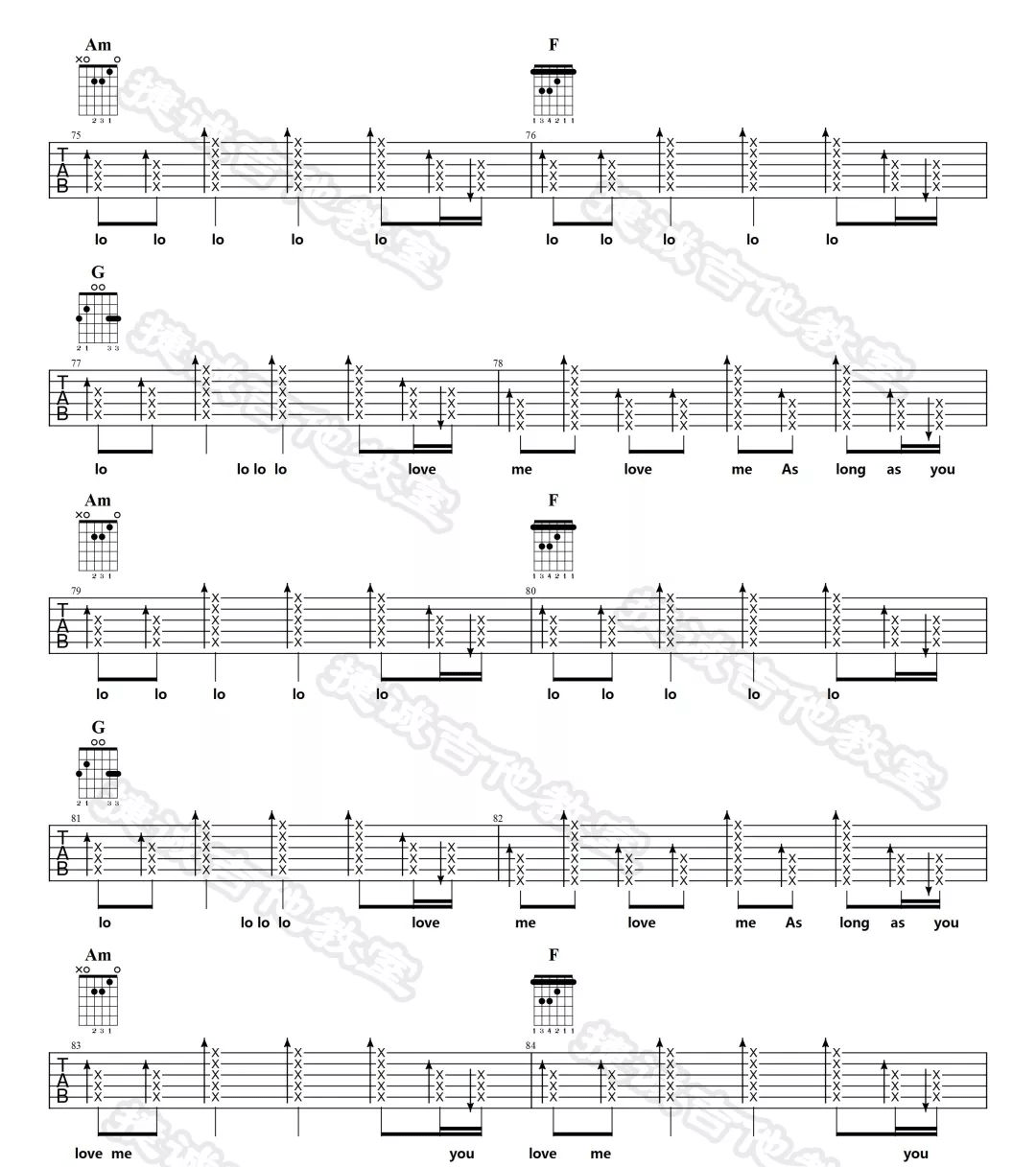 《As-Long-As-You-Love-Me吉他谱》Justin-Bieber_C调六线谱_捷诚吉他教室制谱