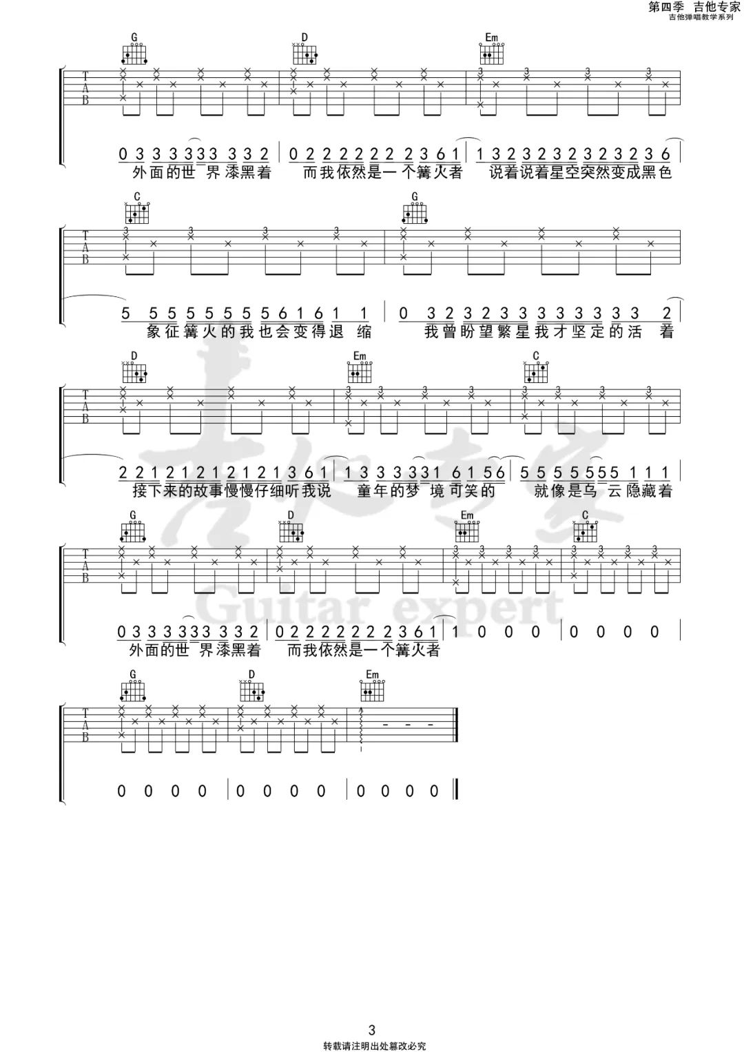 《妈妈的话吉他谱》Zyboy忠宇_G调六线谱_吉他专家制谱