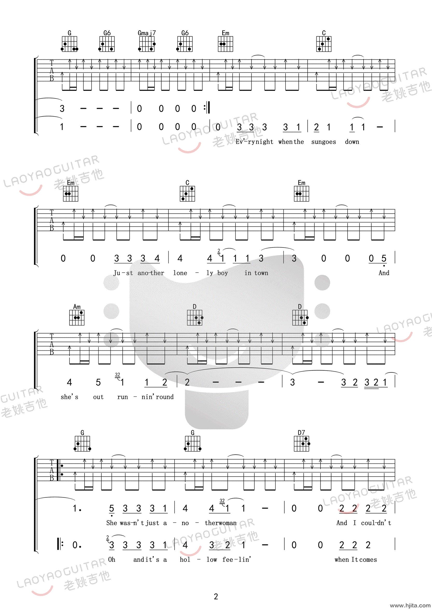 Tequila Sunrise（龙舌兰日出）吉他谱-2
