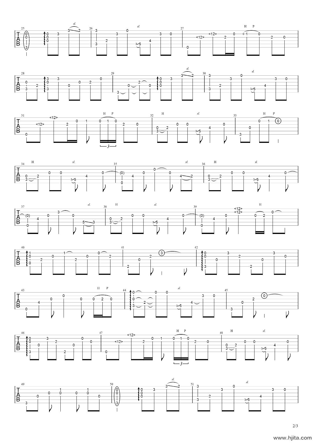 一直很安静指弹吉他谱-2