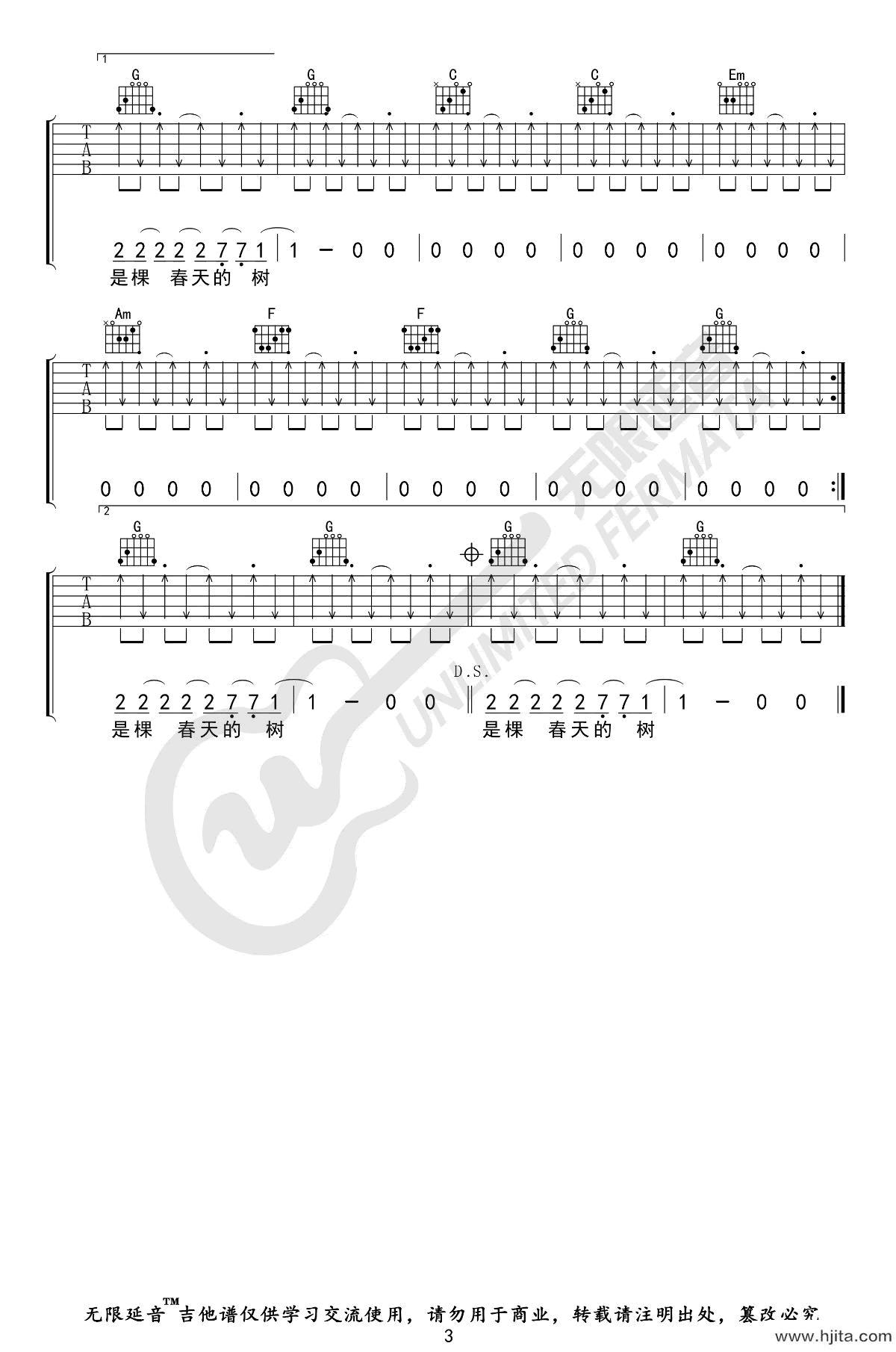 一棵会开花的树吉他谱