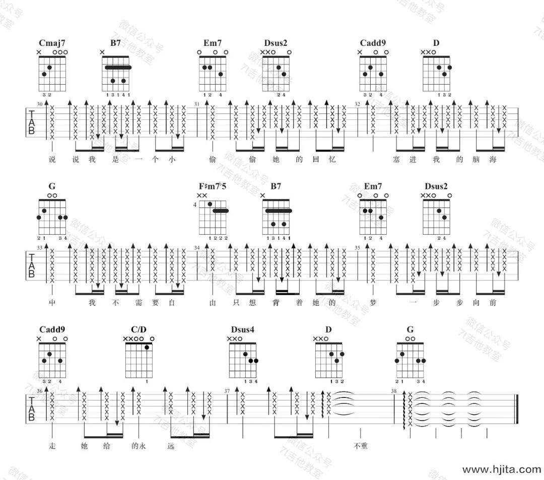 《那女孩对我说》吉他谱_G调高清图片谱_黄义达