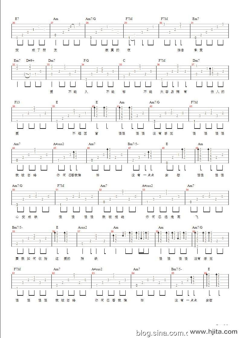 慢慢吉他谱_张学友_《慢慢》吉他六线谱_高清图片谱