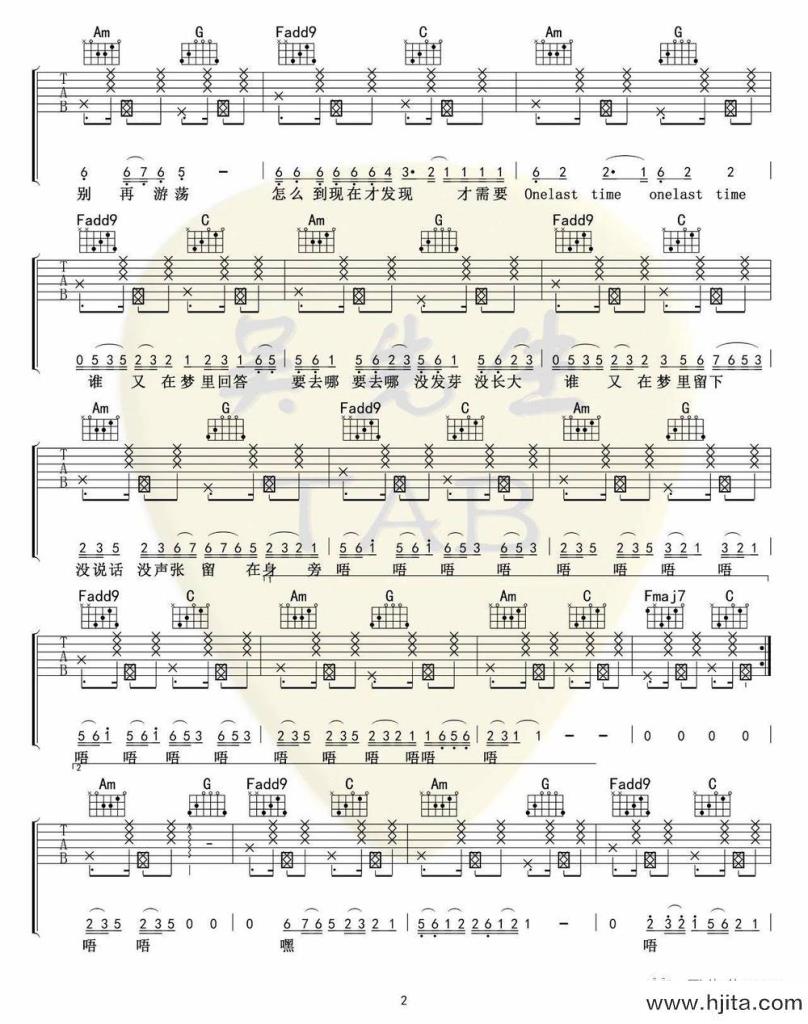 张钰琪《回答》吉他谱-《回答》C调原版六线谱