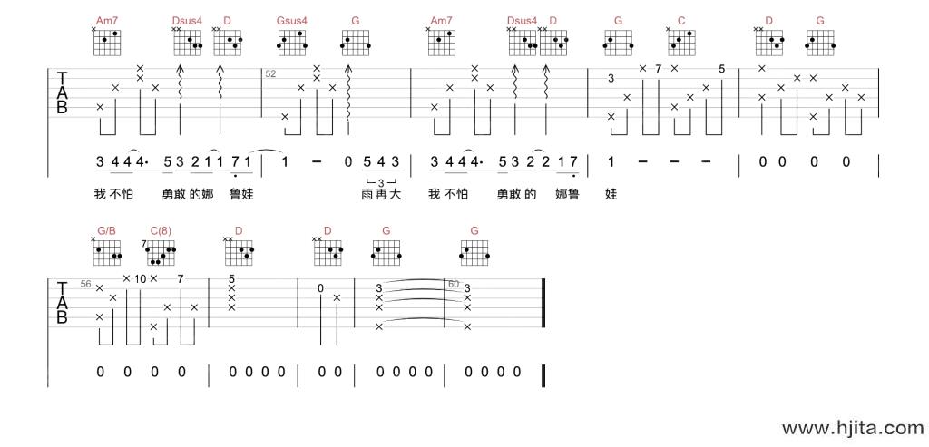 林俊杰《妈妈的耶鲁娃吉他谱》G调原版六线谱