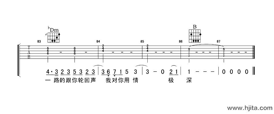 醉赤壁吉他谱-林俊杰《醉赤壁》A调原版六线谱