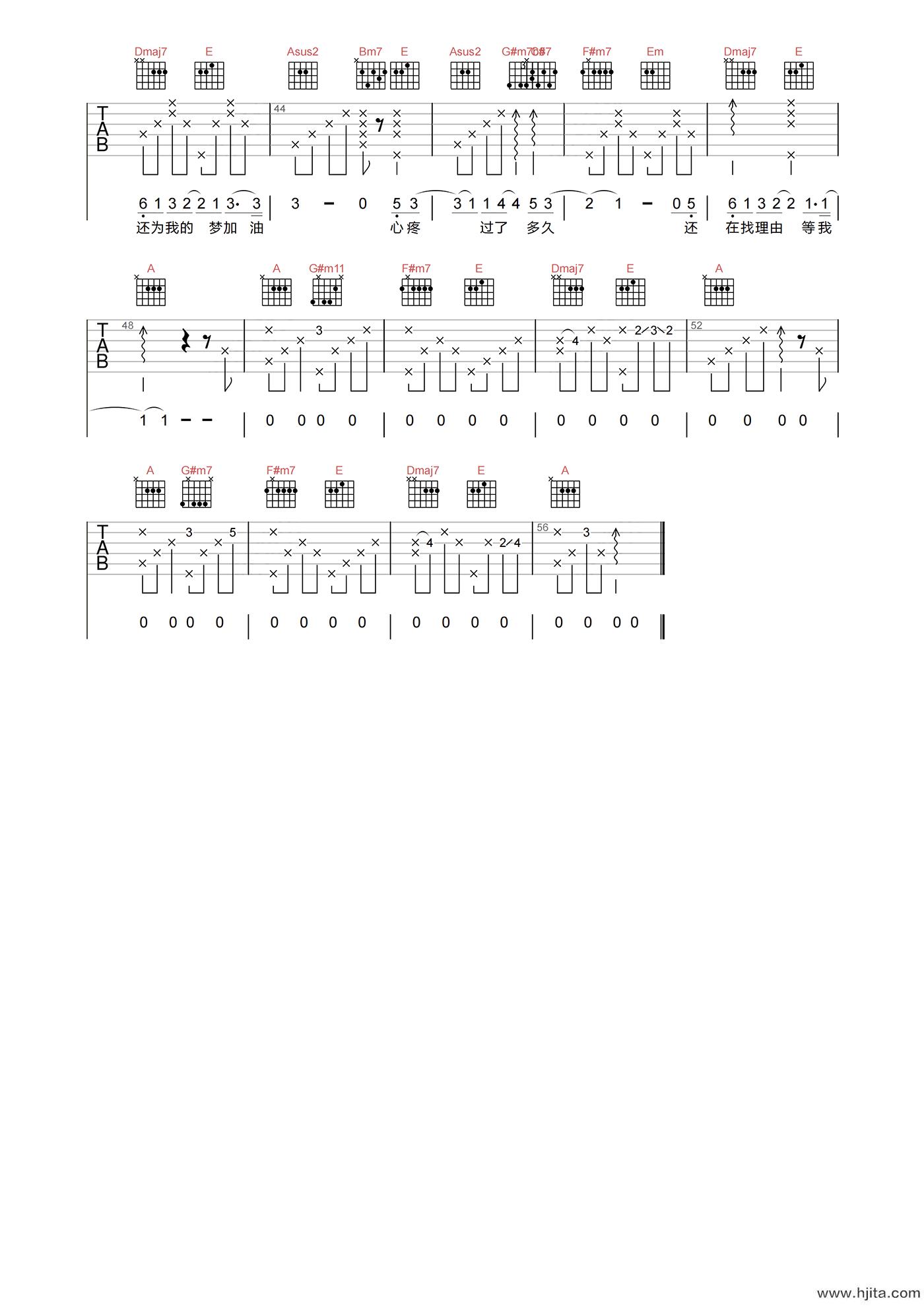 周杰伦《说好不哭》吉他谱-A调原版弹唱吉他谱