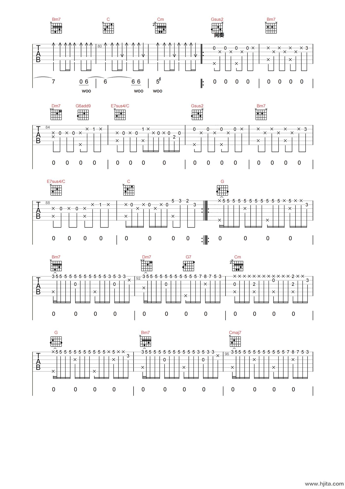 SIMON吉他谱-丁世光-G调原版编配-吉他弹唱六线谱