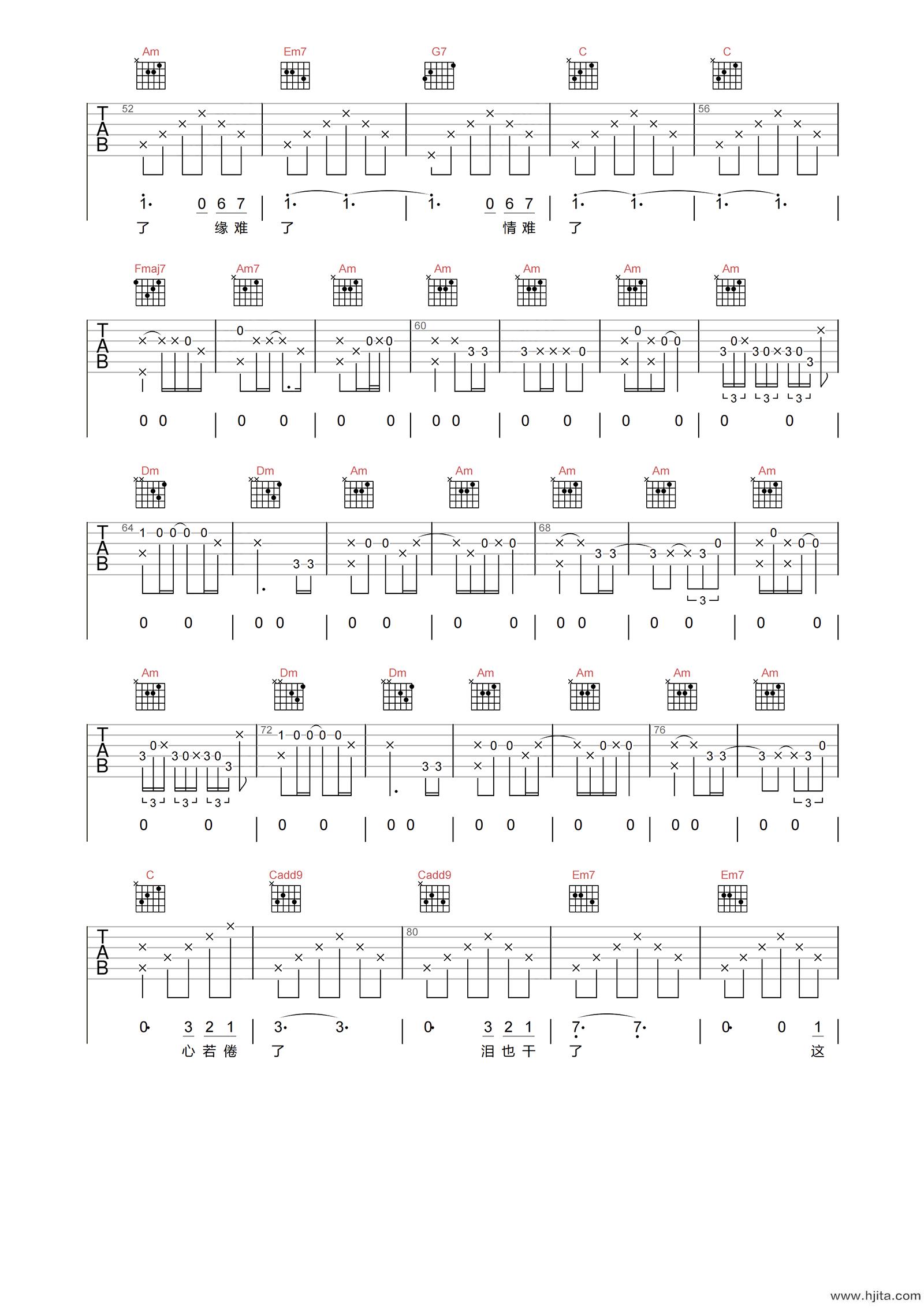萧敬腾《新不了情》吉他谱-C调高清原版弹唱谱