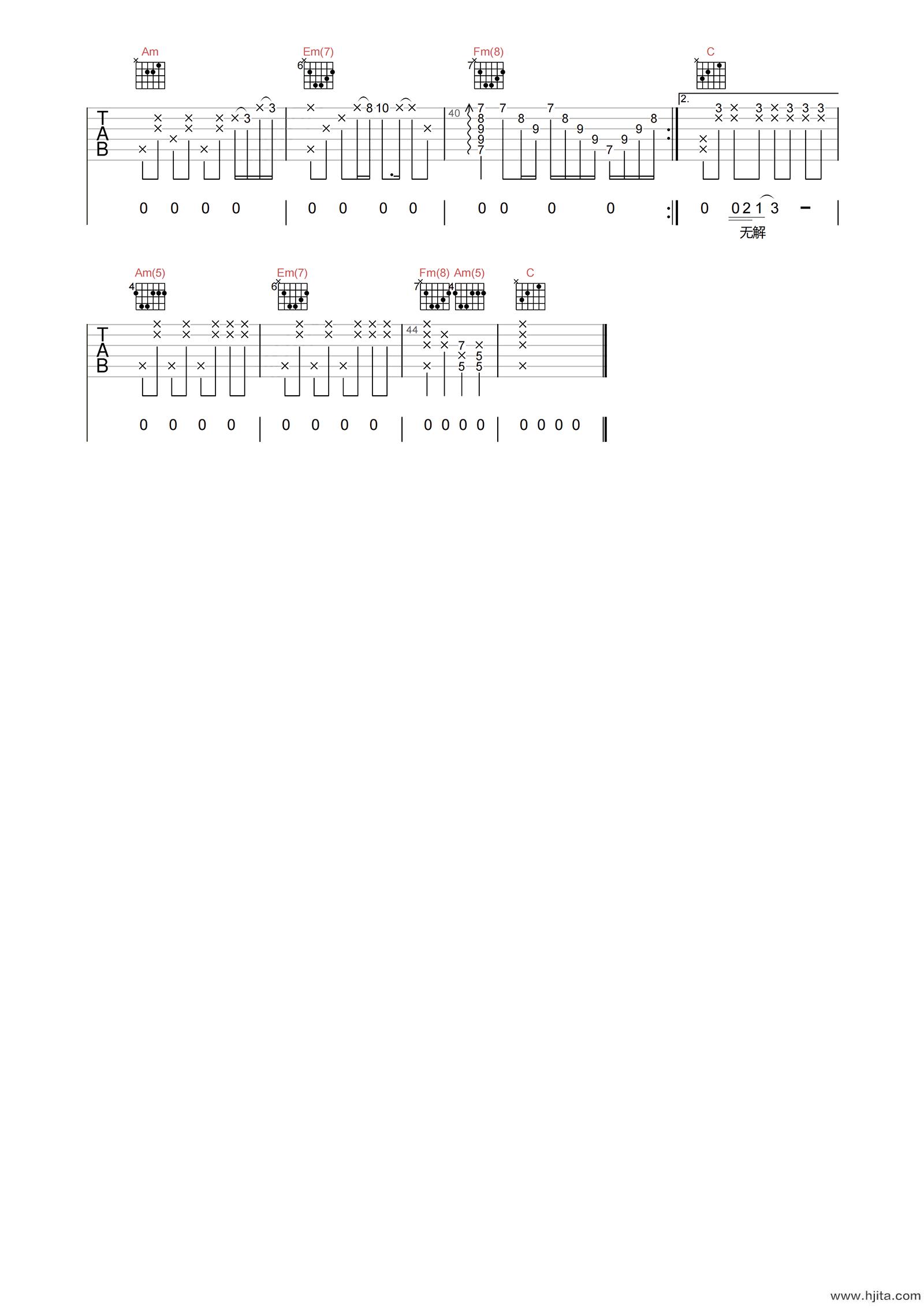 孙燕姿《半句再见》吉他谱-C调高清原版弹唱谱