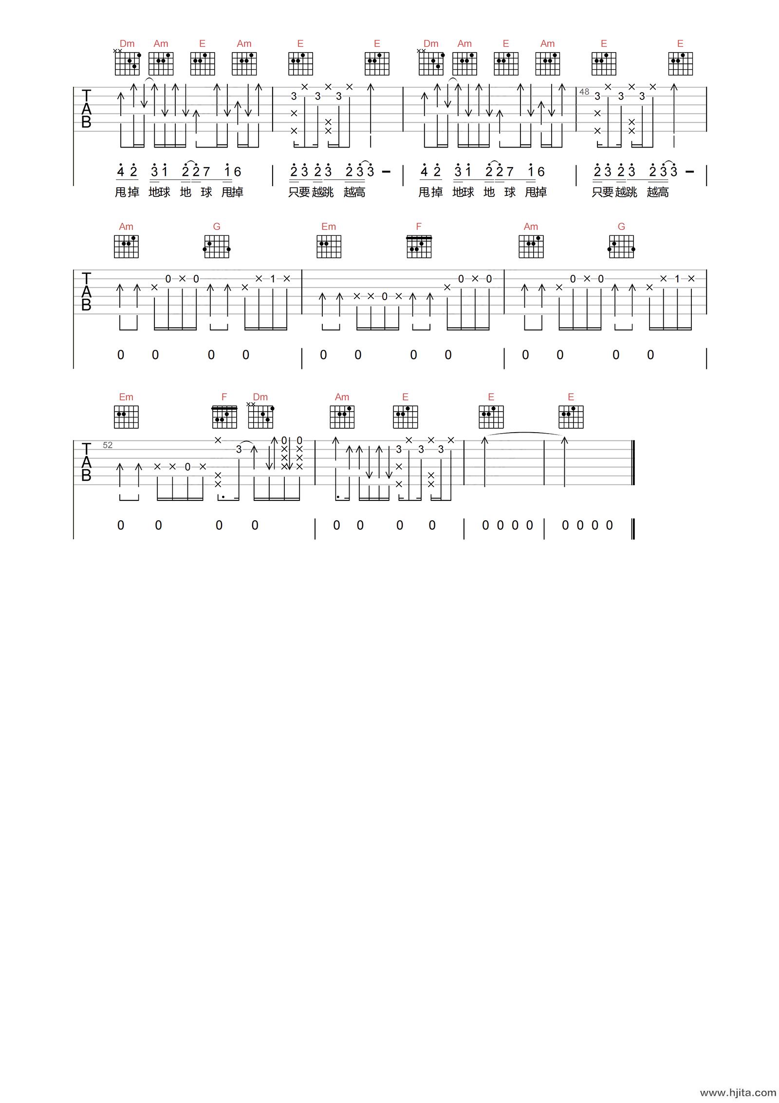 五月天《离开地球表面》吉他谱-C调超原版吉他谱