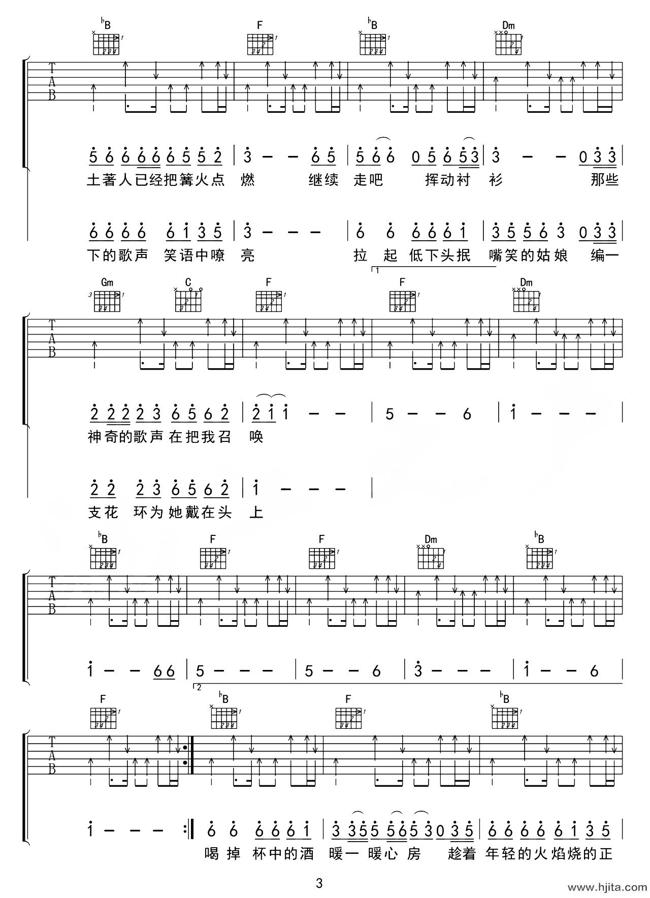 彩虹下面吉他谱_赵雷_F调完整原版六线谱_图片谱