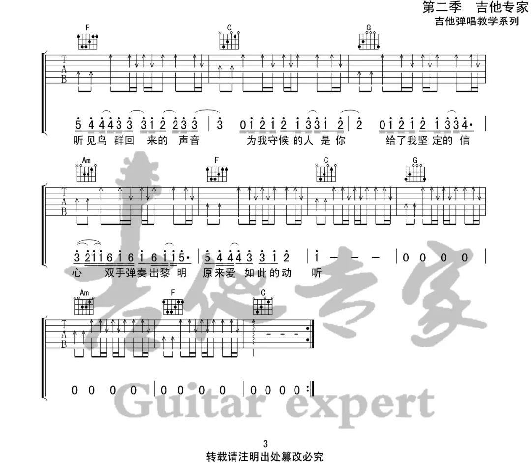 《我是如此相信吉他谱》周杰伦_C调六线谱_吉他专家制谱