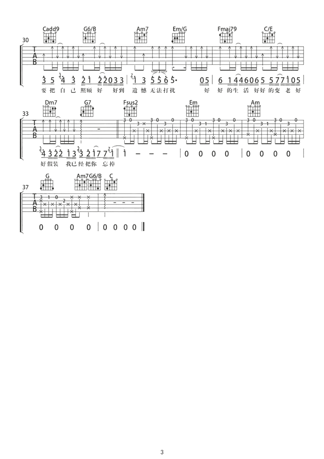 《好好吉他谱》五月天_C调六线谱_网络转载制谱