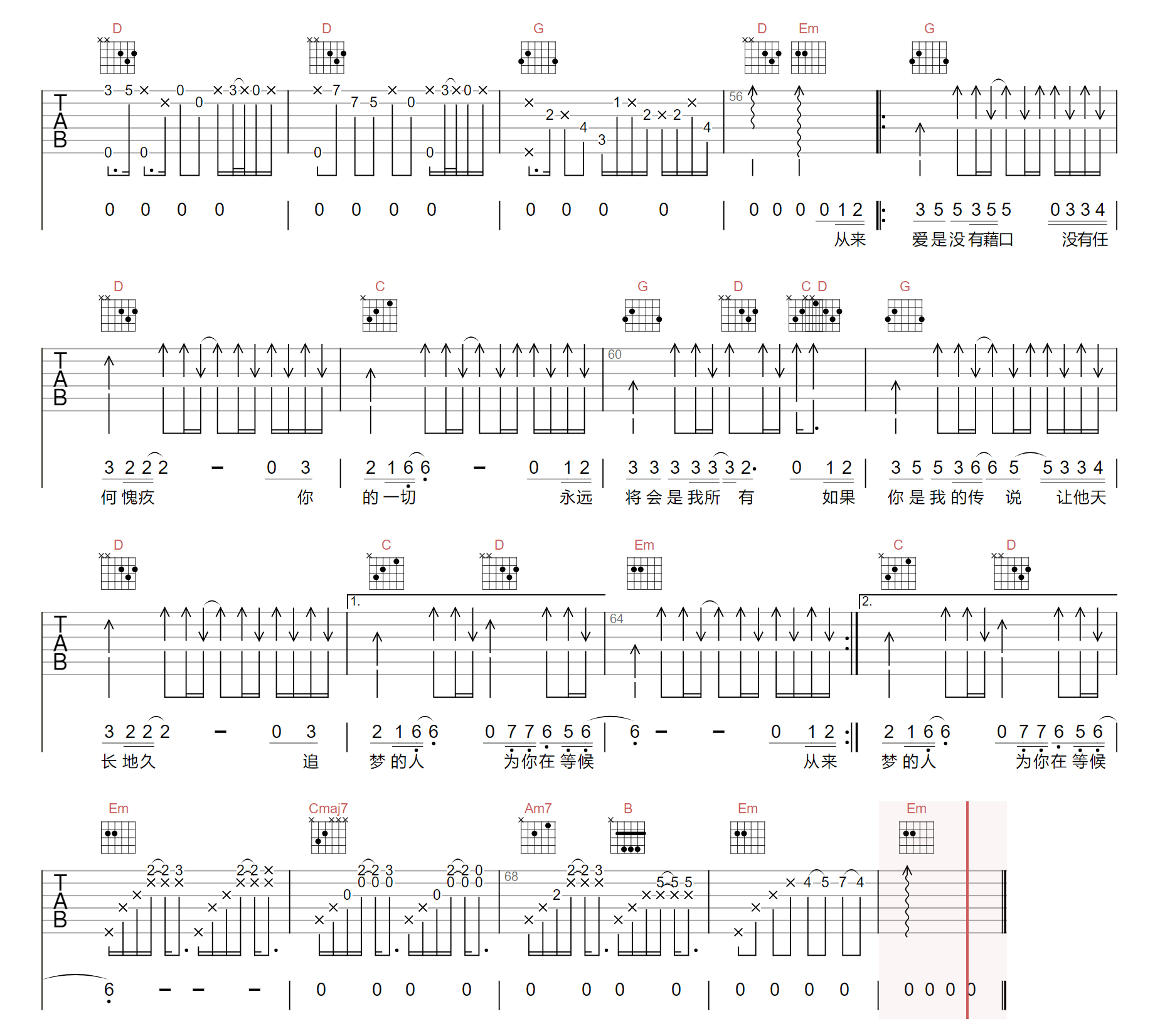 《如果你是我的传说吉他谱》刘德华_G调六线谱_阿辉制谱