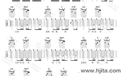 《Lydia》吉他谱_C调原版六线谱_吉他弹唱视频教程_飞儿乐团（F.I.R）