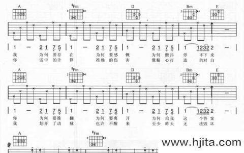 我们吉他谱_A调简版弹唱六线谱_时时刻刻吉他谱_五月天