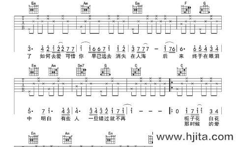 刘若英《后来》吉他谱_C调完整版_《后来》高清图片谱