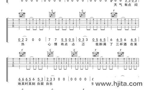 自娱自乐吉他谱_金志文_C调扫弦六线谱_吉他弹唱谱