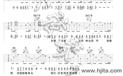 《天高地厚》吉他谱_吉他弹唱六线谱_C调高清图片谱_信乐团