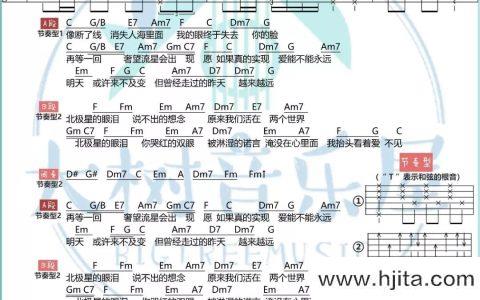 《北极星的眼泪》吉他谱_C调弹唱六线谱_简版图片谱_张栋梁