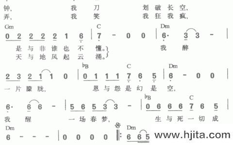 刀剑如梦吉他谱（简版）_周华健