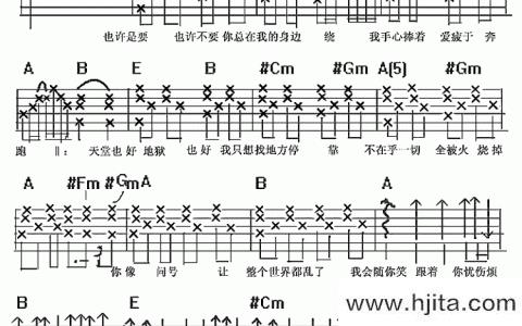 两极吉他谱_任贤齐_《两极》E调指法吉他谱