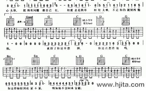 心太软吉他谱_任贤齐_G调六线谱_《心太软》吉他弹唱谱
