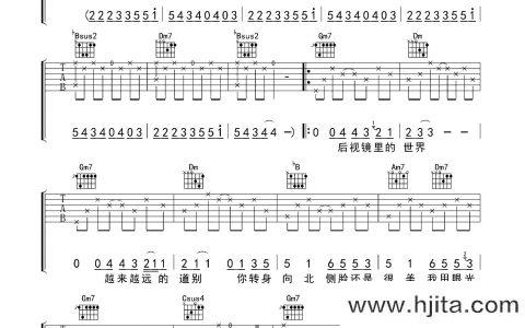 《一路向北》吉他谱_F调弹唱六线谱_高清原版图片谱_周杰伦