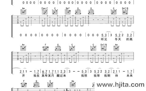 孙燕姿《遇见》吉他谱_《遇见》C调精编六线谱(男生版)