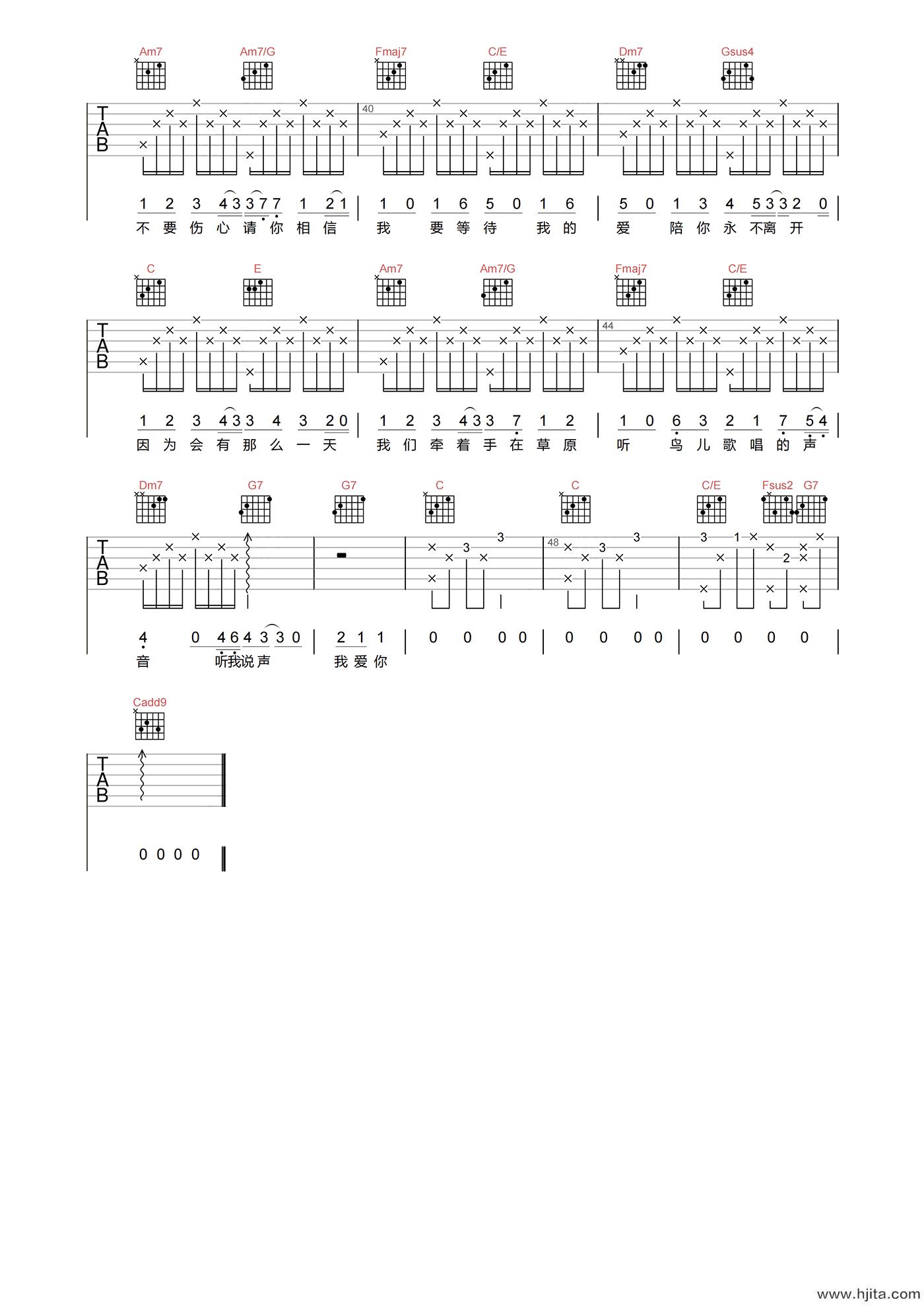 林俊杰《会有那么一天》吉他谱-C调高清原版弹唱谱